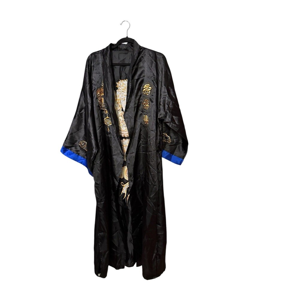 Underwraps Samurai Costume Robe One Size Black Gold Dragon Embroidered Halloween